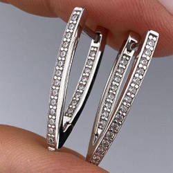 Срібні сережки-стріли родовані з фіанітами (2,7 см) РН-210