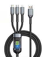 Универсальный кабель 3в1 (USB - Lightning + Micro USB + Type-C 3A 1.2м)