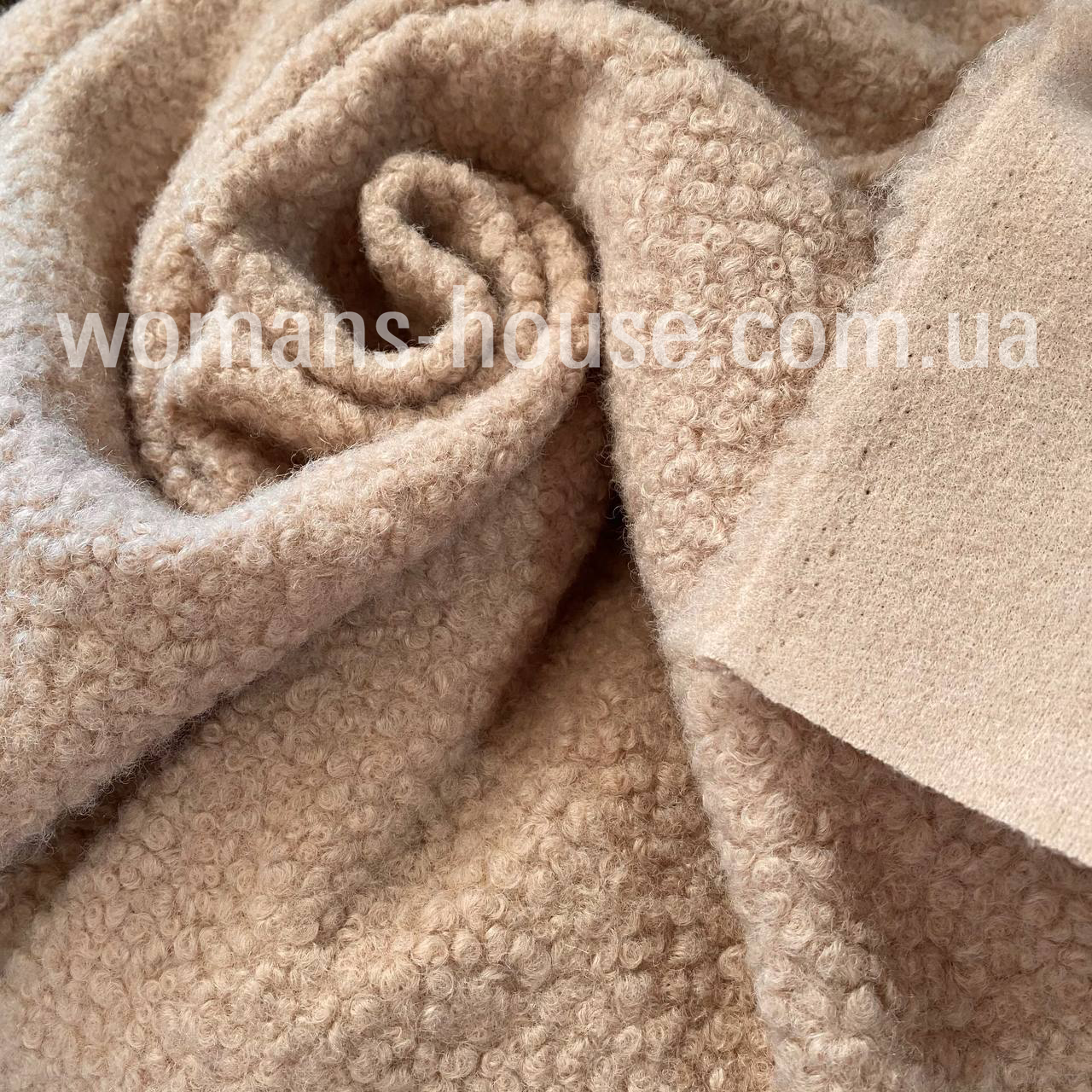 Букле Баранчик пальтова тканина 150 см щільна 300 г/м2 м'яка Бежевий, фото 1