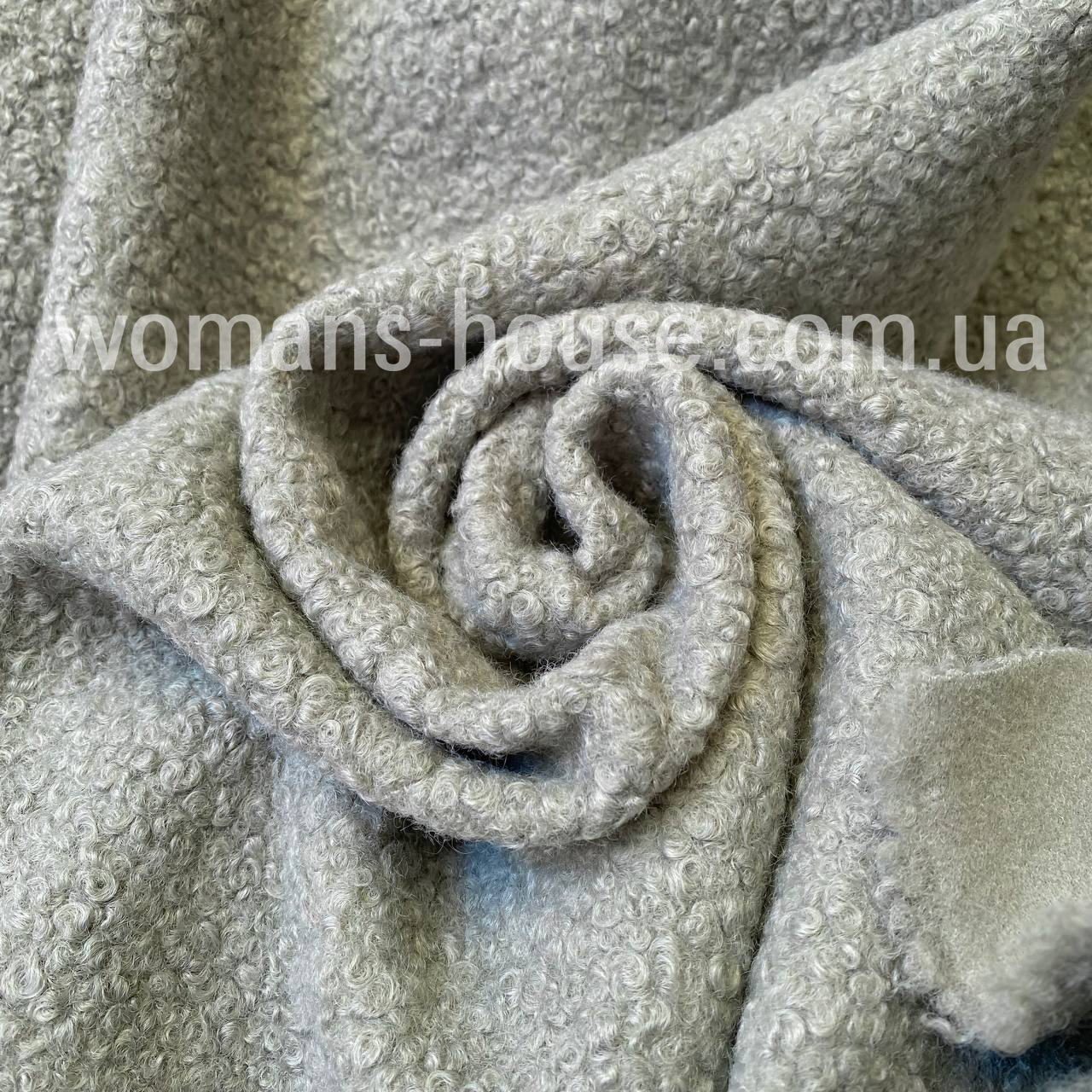 Букле Баранчик пальтова тканина 150 см щільна 300 г/м2 м'яка Оливковий, фото 1