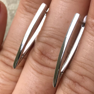 Срібні сережки-стріли родовані без каменів (3,5 см) РН-386, фото 1