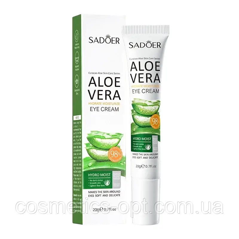 Зволожуючий крем для повік з екстрактом алое Sadoer Aloe Vera Eye Cream, 20 g
