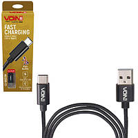 Кабель VOIN CC-1802C BK USB - Type C 3А, 2m, black (быстрая зарядка - передача данных)