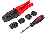 Набір для обтискання роз'ємів (клещі + 5 матриць для обтискання кабелів + викрутка) Vorfal V07242_1, фото 2