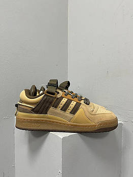 Чоловічі кросівки Adidas Bad Bunny x Forum Buckle Low шкіряні коричневі Адідас Форум осінні весняні