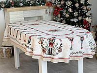 Новогодняя скатерть 137 х 240 см. на овальный стол гобеленовая