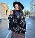 Жіноча шкіряна куртка бомбер на флісі, фото 10