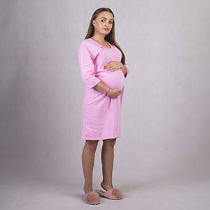 Тепла Нічна сорочка для мам, що годують, на кнопках "Мішель рожевий колір" 46-54р.