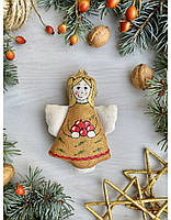Сувенір ванільний ароматизований текстильний "Янгол з яблучками" ручної роботи, handmade святковий декор