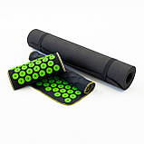 Набір для йоги 3в1 Килимок для йоги + Масажний килимок Аплікатор Кузнєцова + валик OSPORT Set 30 (n-0061) Чорно-салатовий, фото 2