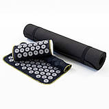 Набір для йоги 3в1 Килимок для йоги + Масажний килимок Аплікатор Кузнєцова + валик OSPORT Set 30 (n-0061) Чорно-сірий, фото 2
