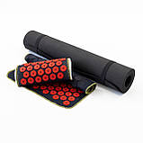 Набір для йоги 3в1 Килимок для йоги + Масажний килимок Аплікатор Кузнєцова + валик OSPORT Set 30 (n-0061) Чорно-червоний, фото 2