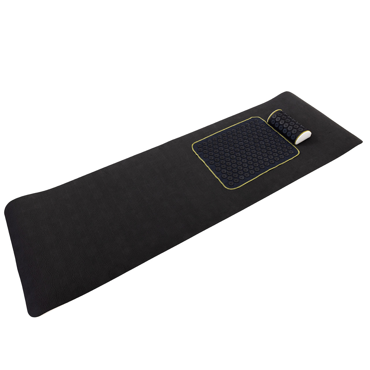 Набір для йоги 3в1 Килимок для йоги + Масажний килимок Аплікатор Кузнєцова + валик OSPORT Set 30 (n-0061) Чорно-чорний, фото 1