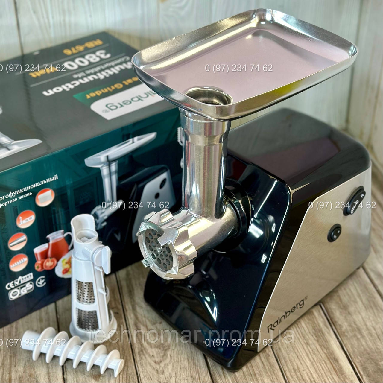 Мясорубка Шнековая Rainberg RB-676 Электромясорубка 3800W 4в1 с ...