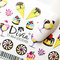 Наклейки на ногти объемные Divia 3D цветные Di864 №DC010