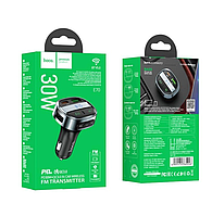 Автомобільний FM-Трансмиттер із заряджанням у машину Bluetooth HOCO E70  ⁇ USB-18W/Type-C-30W ⁇  Чорний