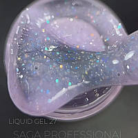 Liquid gel 27 Saga professional жидкий гель для наращивания ногтей объем 15 мл цвет розовый с шимером