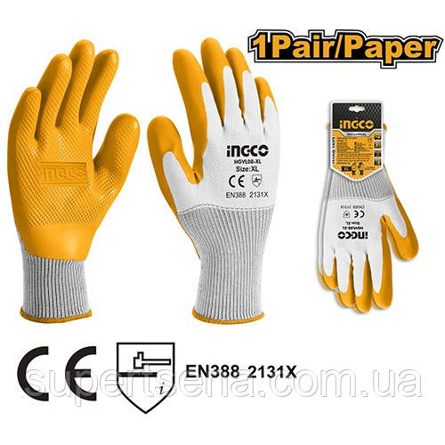 Рукавички з латексним покриттям, XL INGCO INDUSTRIAL HGVL08-XL