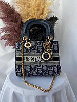 Женская сумочка - шоппер Dior Lady Classic, текстильная, черная сумка диор