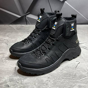 Чоловічі тактичні берці зимові на хутрі чорні з гербом, військові черевики зима, розмір  40 41 42 43 44 45