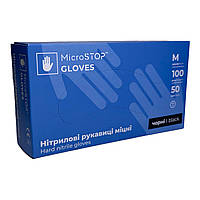 Рукавички нітрилові (100 шт) MicroSTOP розмір M, неопудрені чорні