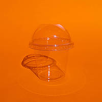 Стакан пластиковий одноразовий прозорий з купольною кришкою хрестик ПЕТ, 300 мл/50 шт