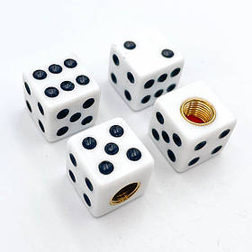 Захисні ковпачки на ніпеля Motosport R Dice (Гральні кубики) 4 шт Білі