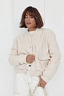 Женская куртка букле на кнопках. Модель 02760 Кремовый цвет