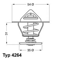 Термостат OCTAVIA (BJB/BKC/BXE)/VW GOLF/PASSAT/TRANSPORTER IV,V 1.9 TDI/AUDI 80/100/A2/A3/A4/A6 4264.87D