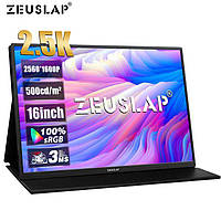 Монитор ZEUSLAP 16"/2.5K/144hz игровой дисплей Switch ps4 ps5 Xbox imac MacBook air pro ноутбук ПК ТВ smart