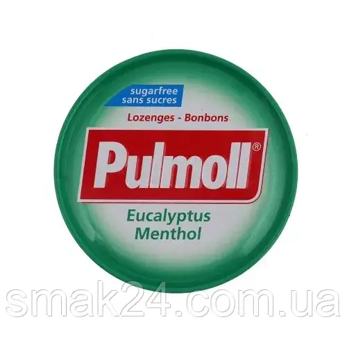 Леденцы (конфеты) Эвкалипт и Ментол БЕЗ САХАРА Pulmoll Eucalyptus Menthol 45г Германия - фото 1 - id-p1973747886