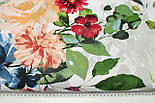 Тканина бязь "Великі акварельні троянди" з яскраво-зеленим листям №2097, фото 5