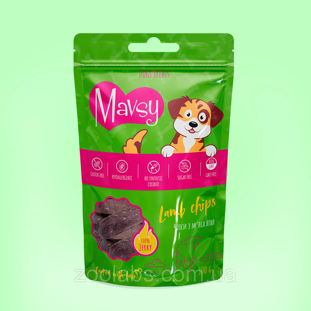 Ласощі Mavsy для собак чіпси з м'яса ягня | Mavsy Lamb Chips For Dog 100 грам