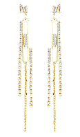 Сережки Xuping QQMM Позолота 14K пусети "Підвіски з доріжками цирконію"