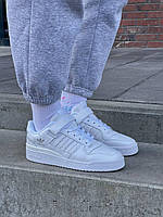 Женские кроссовки Adidas Forum Low кожаные белые Адидас Форум осенние весенние