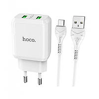 СЗП і кабель Micro Hoco — N6 Charmer dual port QC3.0 — White від магазину style & step