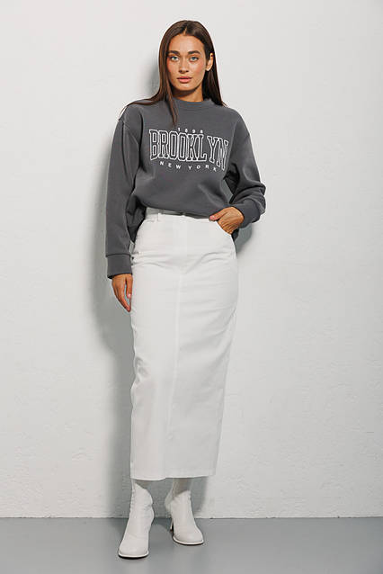 Довга спідниця-олівець біла з розрізом ззаду (M), ціна: 1035