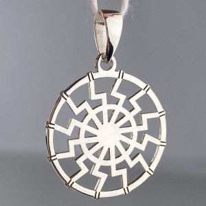 Срібний підвіс (оберіг Чорне Сонце) без каменів (довжина 3 см) РН-506, фото 1