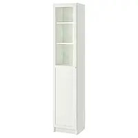 IKEA BILLY / OXBERG(893.988.41), книжный шкаф с панельной/стеклянной дверью, белый / стекло