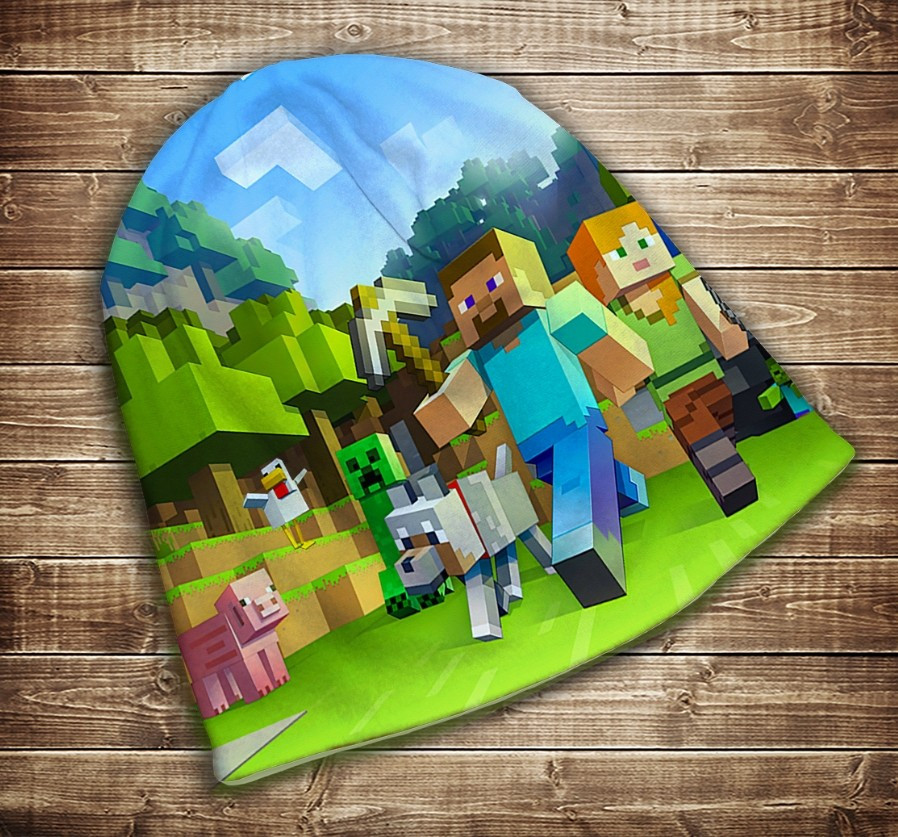 Шапка з 3D принтом MINECRAFT WORLDS/Мир Майнкрафта 52-54 см., фото 1