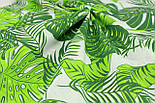 Лоскуток. Бязь бавовняна "Листя пальм" на білому тлі 135 г/м2, No1134, 87*160 см, фото 5