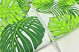 Лоскуток. Бязь бавовняна "Листя пальм" на білому тлі 135 г/м2, No1134, 87*160 см, фото 7