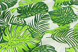 Бязь бавовняна "Листя пальм" на білому тлі 135 г/м2, № 1134, фото 3