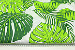 Лоскуток. Бязь бавовняна "Листя пальм" на білому тлі 135 г/м2, No1134, 87*160 см, фото 6