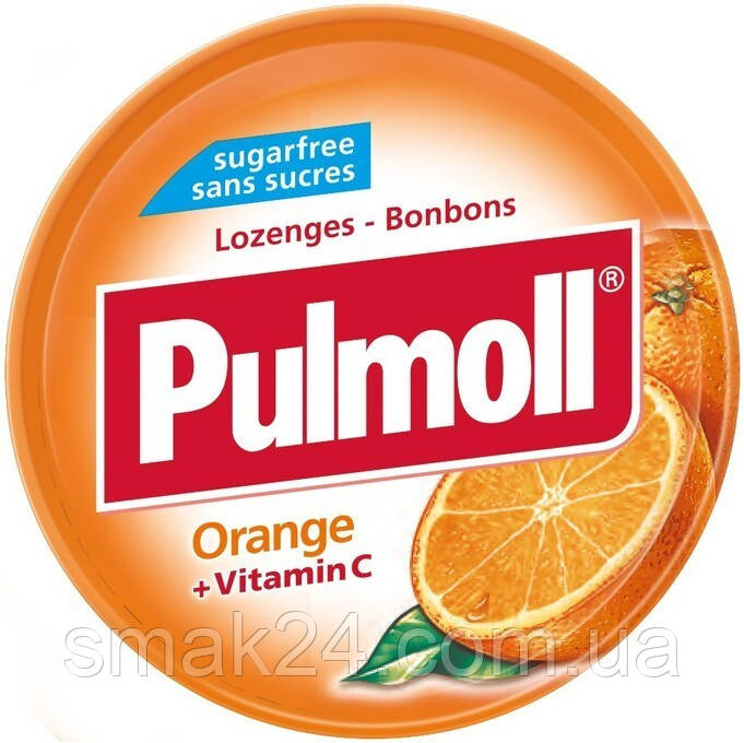 Льодяники (цукерки) Апельсин + вітамін С БЕЗ ЦУКРУ Pulmoll Orange +vitamin C 45г Німеччина