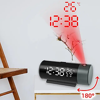 Цифровые часы с будильником и проэкцией текущего времени с вращающимся на 180° проектором