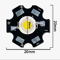 Сверхяркий светодиод на подложке led 1w 3.2-3.4v белый 6000K