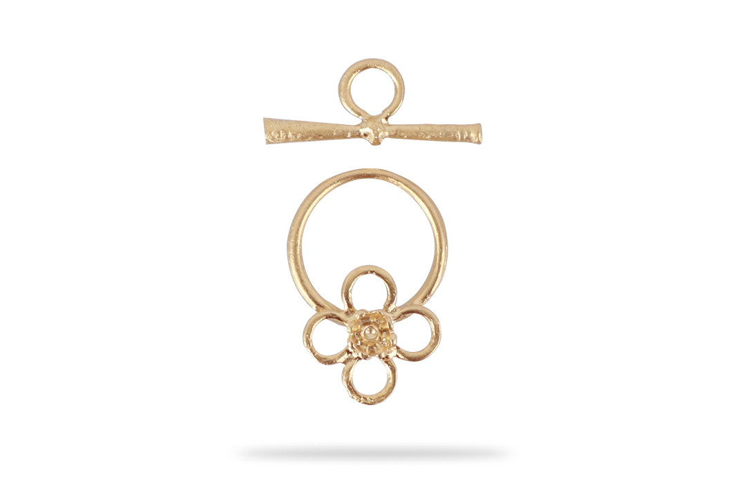 Застібка-тогл Квітка,31*12 мм-33*22мм, матове золото, латунь, Туреччина (G24050), фото 1