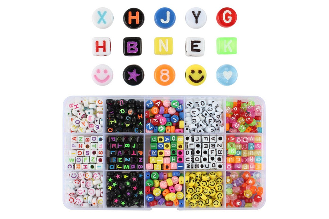 Набір літер-намистин "абетка" для створення іменної біжутерії, 15 осередків 41-77, фото 1
