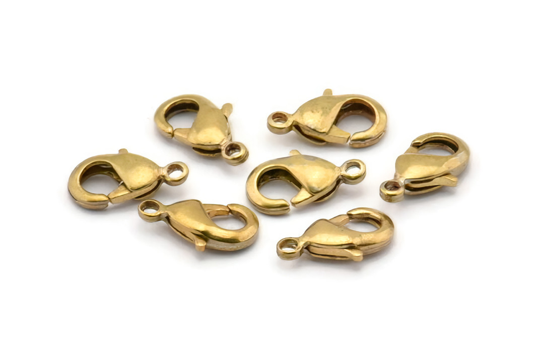 Застібка-карабін лобстер, 12*6 мм, необроблена латунь, Туреччина (A0399), фото 1